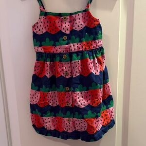 Girls' Navy Strawberry Print Sundress - Pink & Green